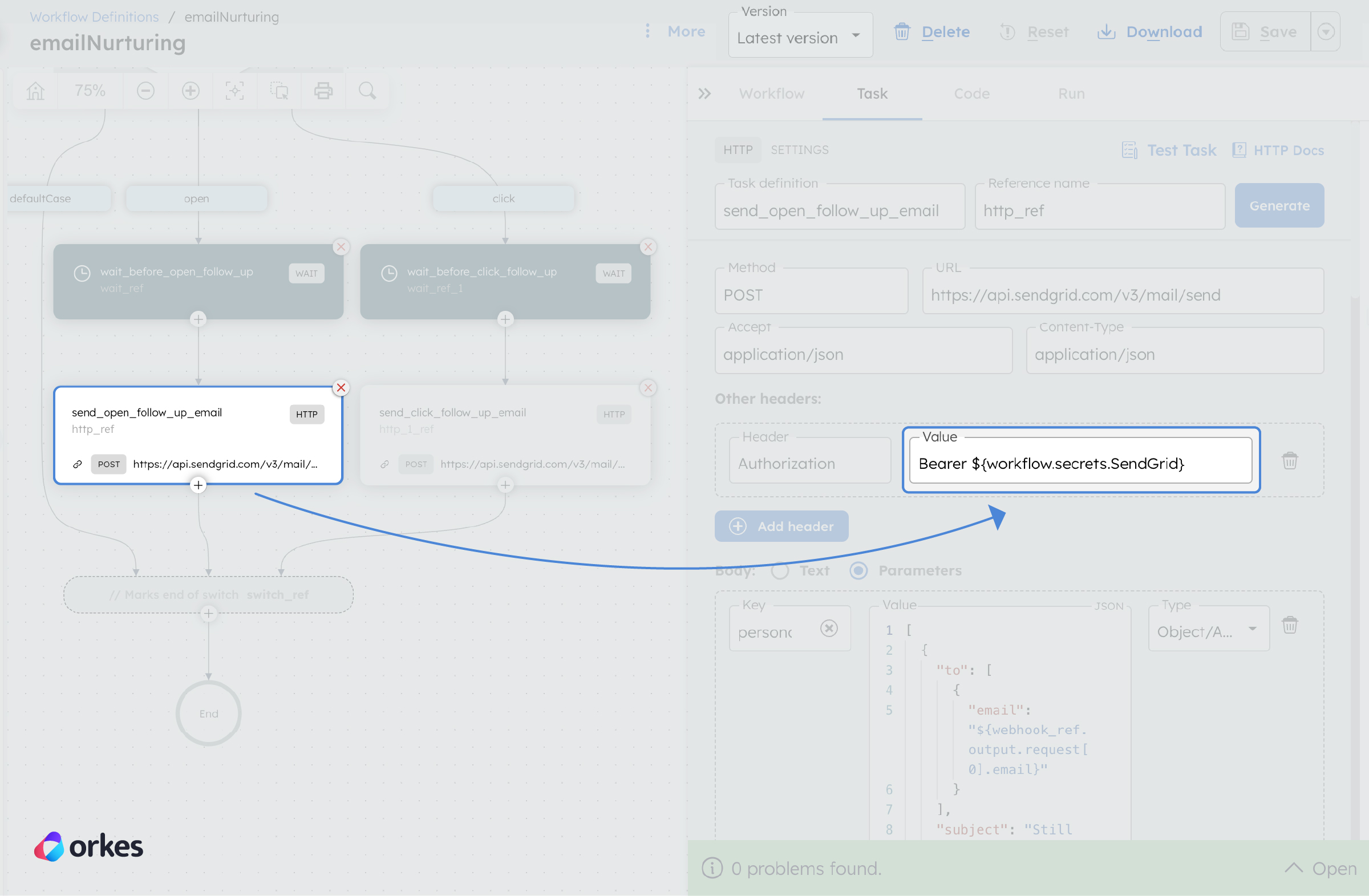 Using secret in Orkes Conductor workflows